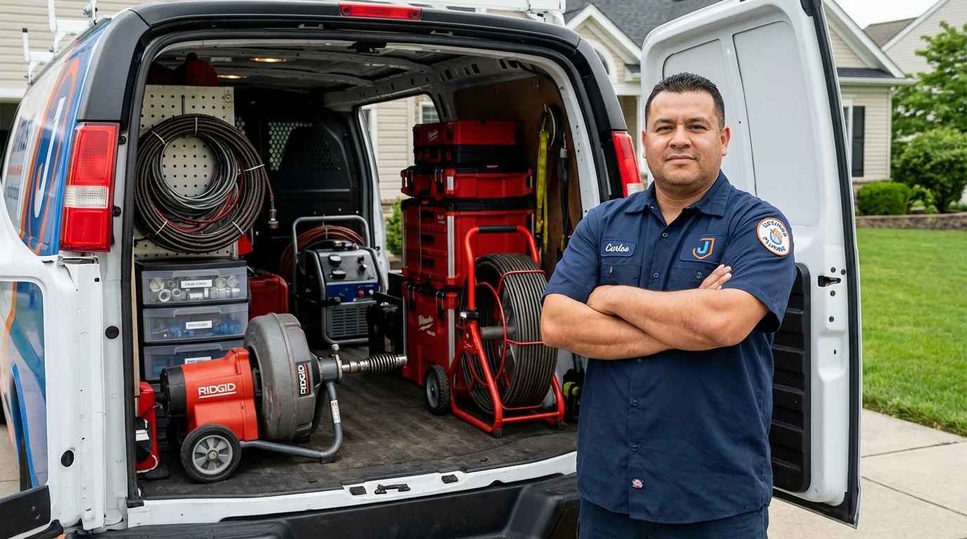 Professional drain cleaning equipment and Johns Plumbing LLC plumber in Lone Grove