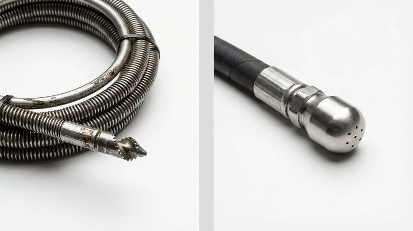 Drain snake cable and hydro jetting nozzle used for drain cleaning in Lone Grove, OK