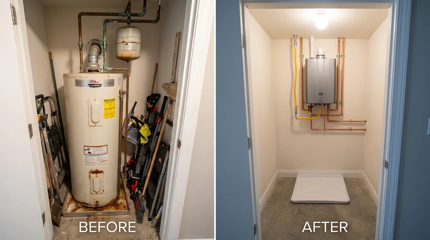 Tank water heater versus wall-mounted tankless unit comparison for Lone Grove, OK homeowners